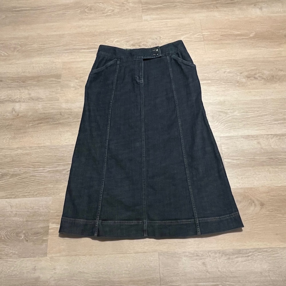Vintage Liz Claiborne Denim Maxi Skirt Size 12 Prairie Western Cottagecore Boho - Picture 5 of 13